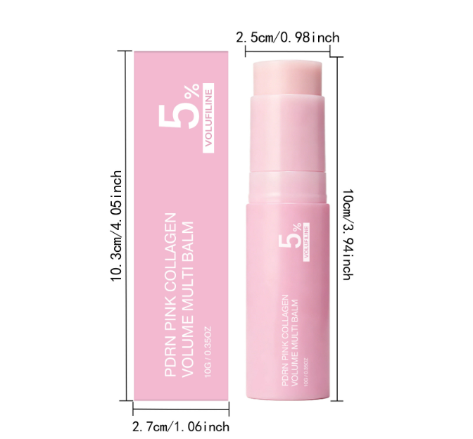 PDRN Pink Collagen Volume Multi Balm Stick – Hydrating Wrinkle Balm for Face &amp; Body, Plumping Stick for Under Eyes, Neck, Forehead, Smile Lines &amp; Lips