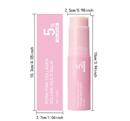 PDRN Pink Collagen Volume Multi Balm Stick – Hydrating Wrinkle Balm for Face &amp; Body, Plumping Stick for Under Eyes, Neck, Forehead, Smile Lines &amp; Lips