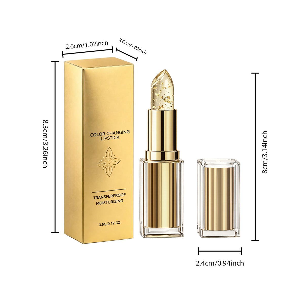 Color Changing Lipstick – PH Reactive Lip Gloss with Moisturizing Gold Foil, Long Lasting Lipstick for Women